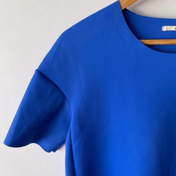 J.Brand Shirt Womens Small Blue Neoprene Structured Professional Summer Funky - Picture 2 of 6